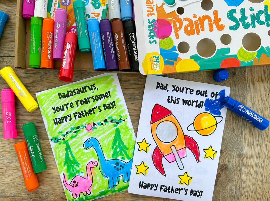 Free Downloadable Paint Pop Paint Sticks Father's Day Cards