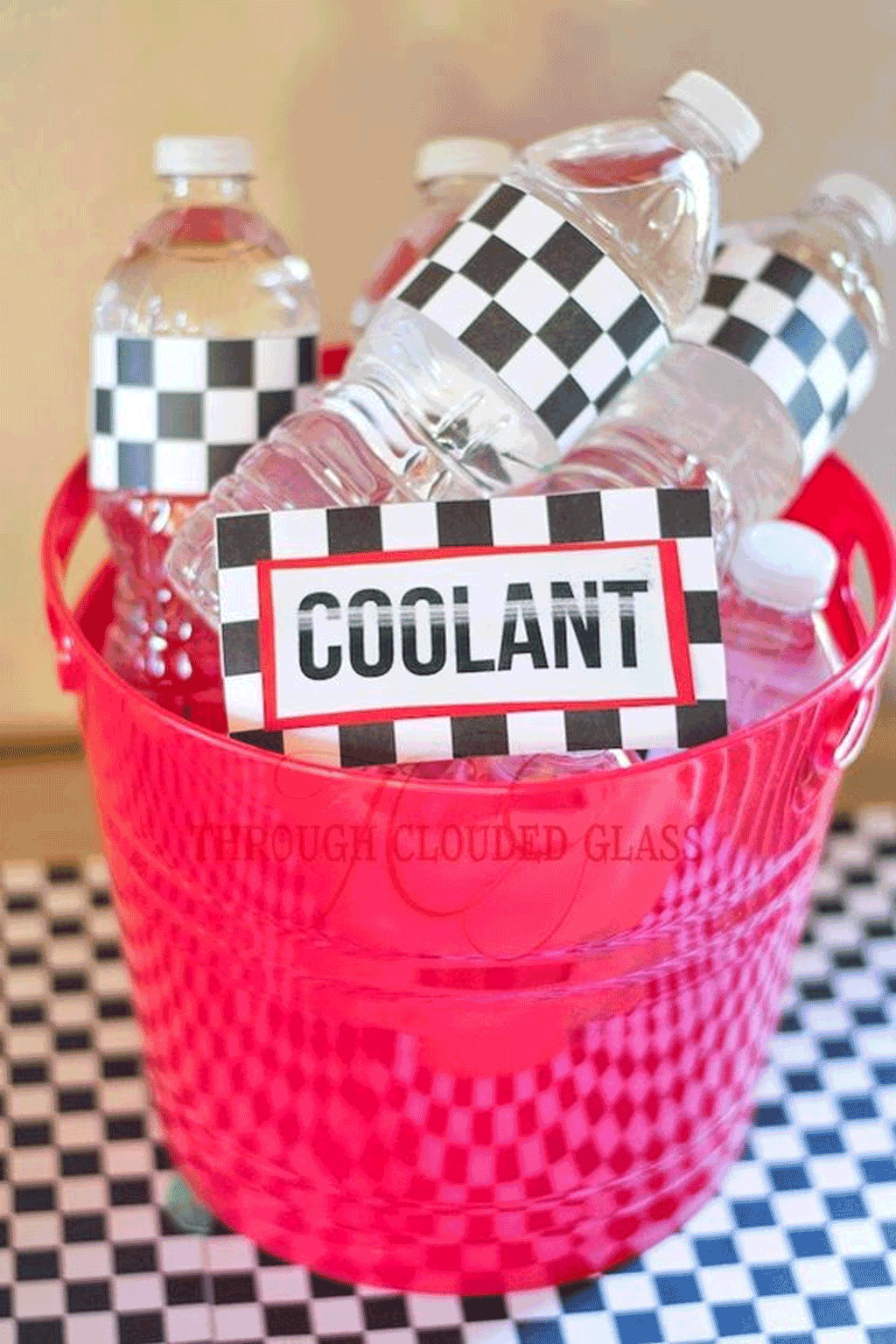 Tips for a T-Racers racing car themed birthday party - water bottles
