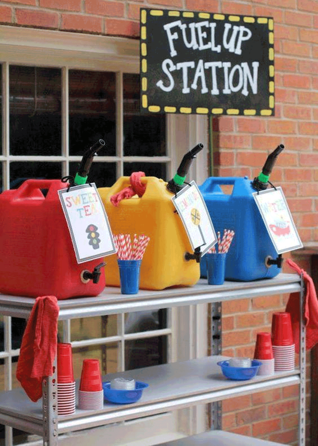 Tips for a T-Racers racing car themed birthday party - fuel station 