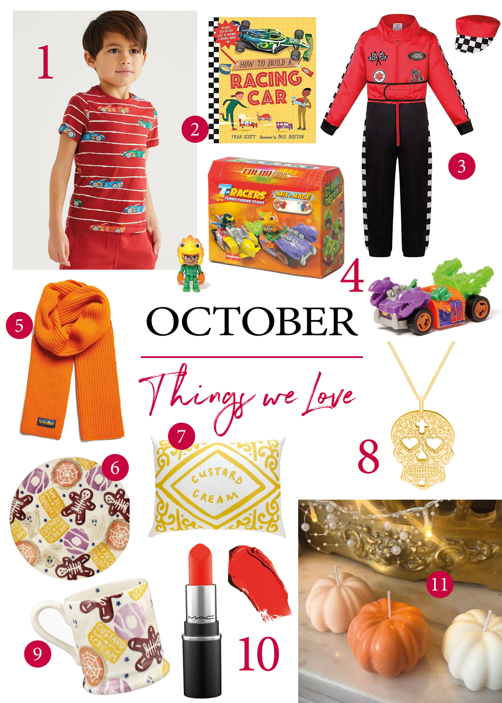 We bring you a gently Halloween-inspired 'This Month We Love October'. Including brand new Colour Rush T Racers for racing car-mad kids!